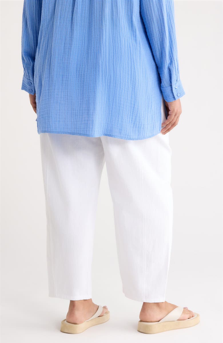 Eileen Fisher Stretch Organic Cotton & Organic Linen Ankle Lantern Pants, Alternate, color, White