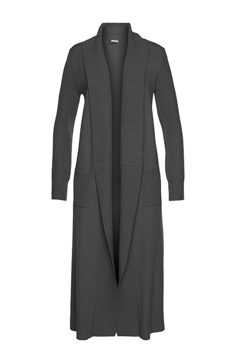 LASCANA Women's Long Knit Cardigan, Alternate, color, Charcoal Grey