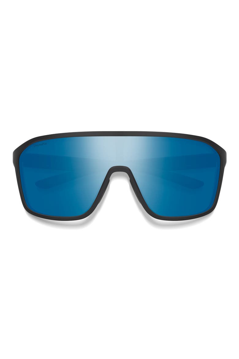 Boomtown 135mm ChromaPop™ Polarized Shield Sunglasses, Main, color, MATTE BLACK / CHROMAPOP POLARIZED BLUE MIRROR