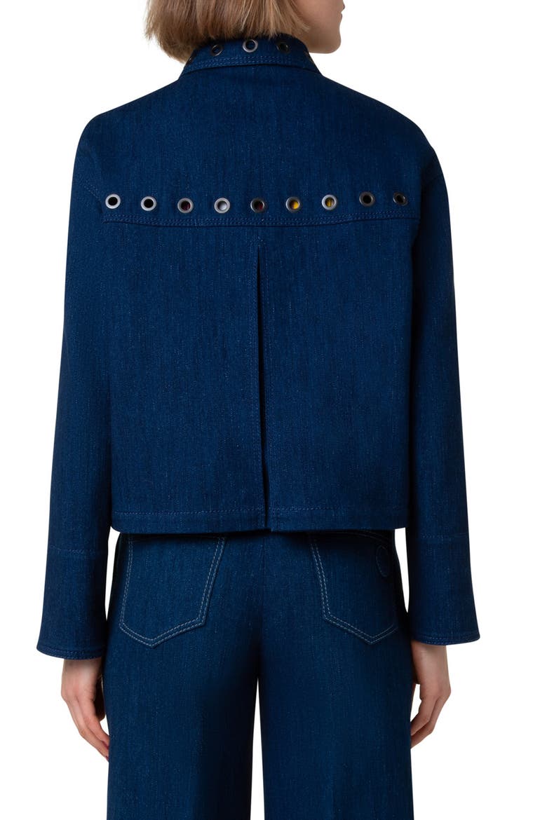 Grommet Detail Denim Jacket, Alternate, color, INK DENIM