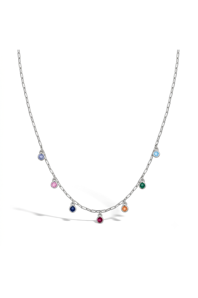 Multicolored CZ Dangle Girls Necklace, Main, color, Blue