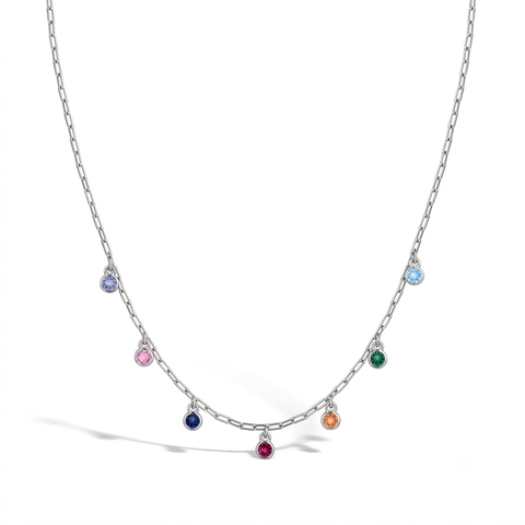 Multicolored CZ Dangle Girls Necklace