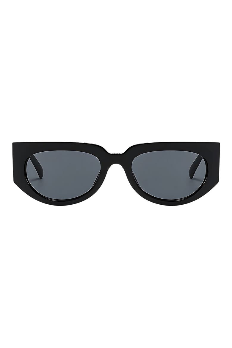 Reese 53mm Polarized Geometric Sunglasses, Main, color, BLACK / BLACK