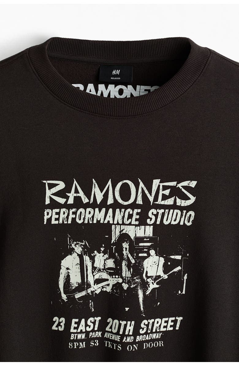 H&M Loose Fit Sweatshirt, Alternate, color, Dark Brown/Ramones