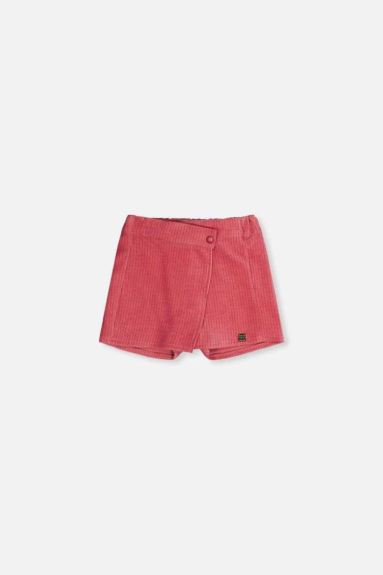 Corduroy Built-In Shorts Elastic Waist Skort, Main, color, Raspberry Pink