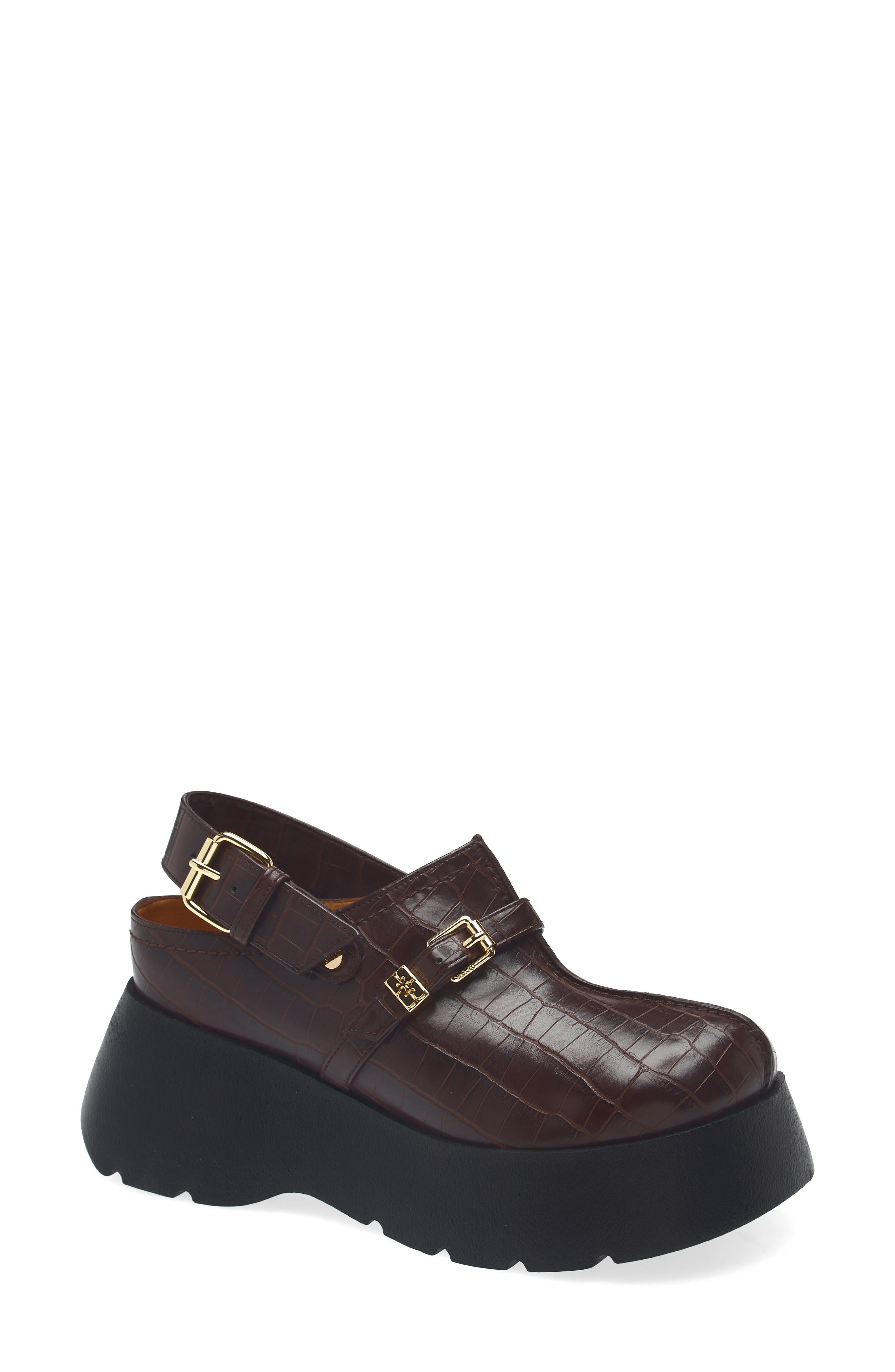 Ganni Kat Platform Mule, Main, color, Chocolate Fondant