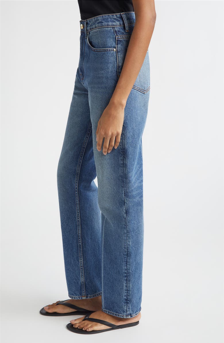 OSSOU Noon High Waist Straight Leg Jeans, Alternate, color, Salt W Crease