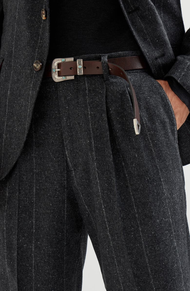 Brunello Cucinelli Leisure fit trousers with double pleats, Alternate, color, Anthracite