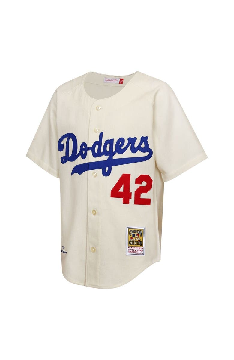 Mitchell & Ness Youth Mitchell & Ness Jackie Robinson Cream Brooklyn Dodgers 1955 Authentic Jersey, Alternate, color, Cream