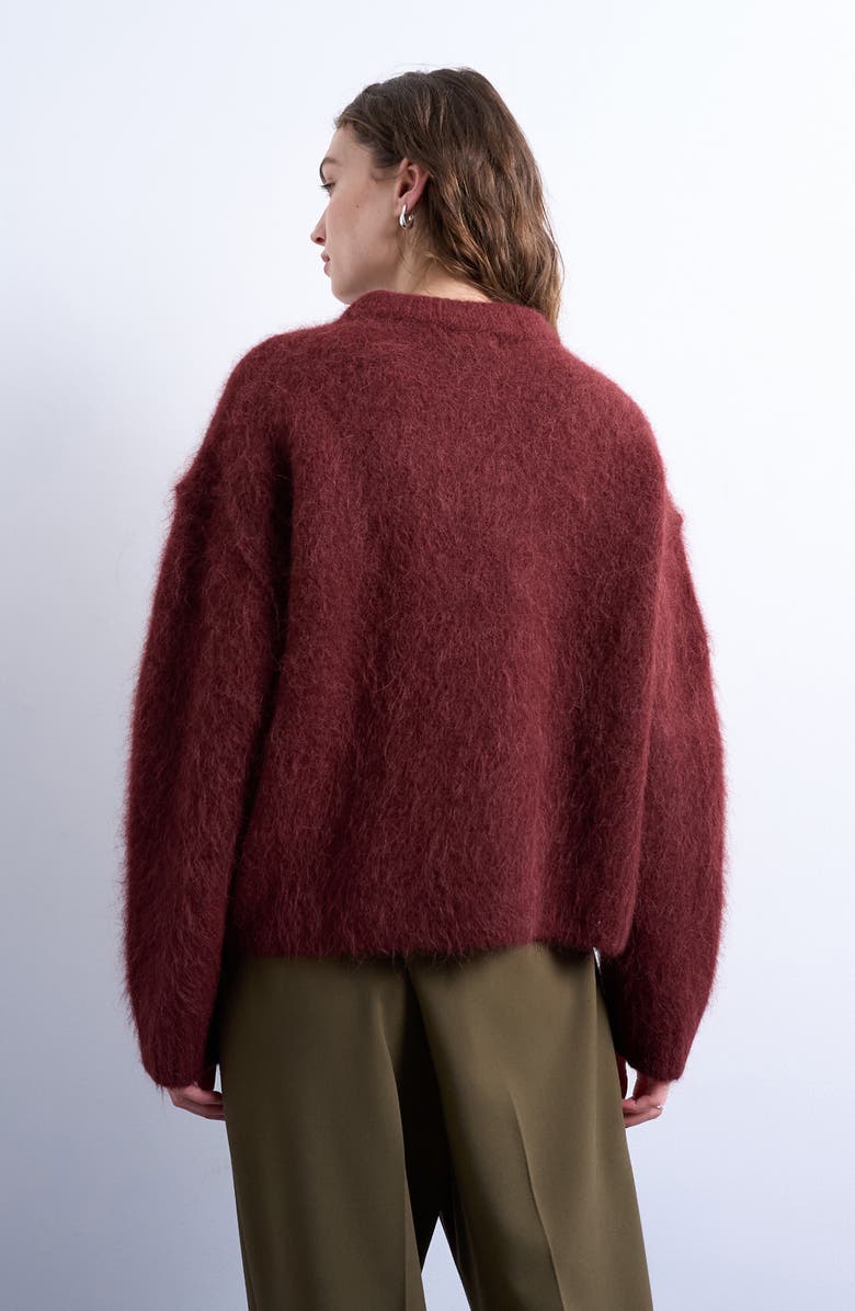 Topshop Alpaca Blend Boxy Sweater, Alternate, color, Burgundy