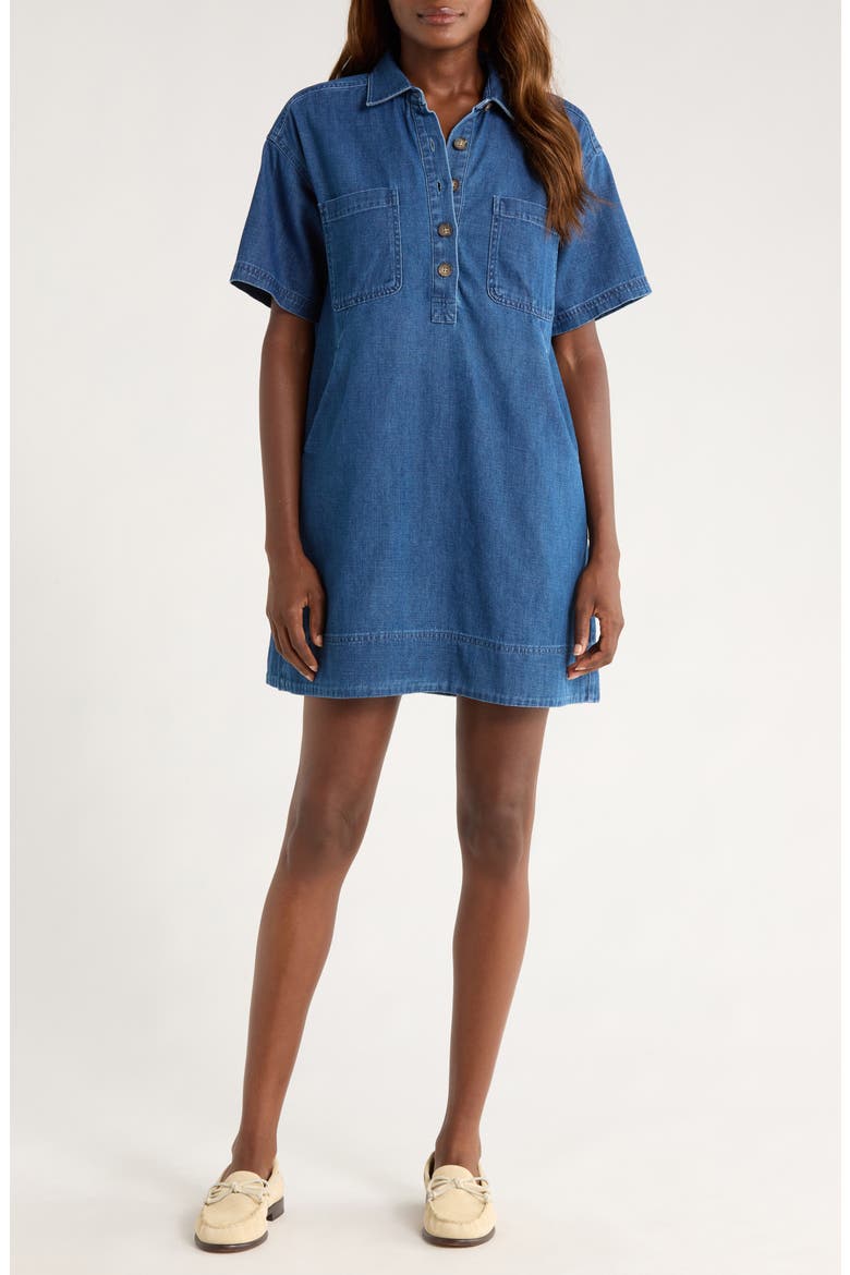 Liza Denim Minidress, Main, color, MEDIUM WASH