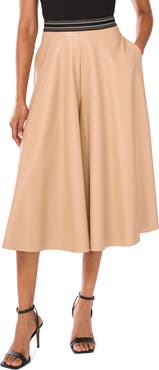 Halogen® Faux Leather Wide Leg Culottes