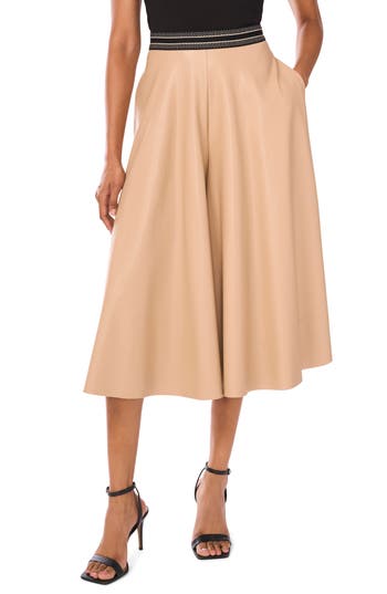 Halogen ® Faux Leather Wide Leg Culottes In Animal Print