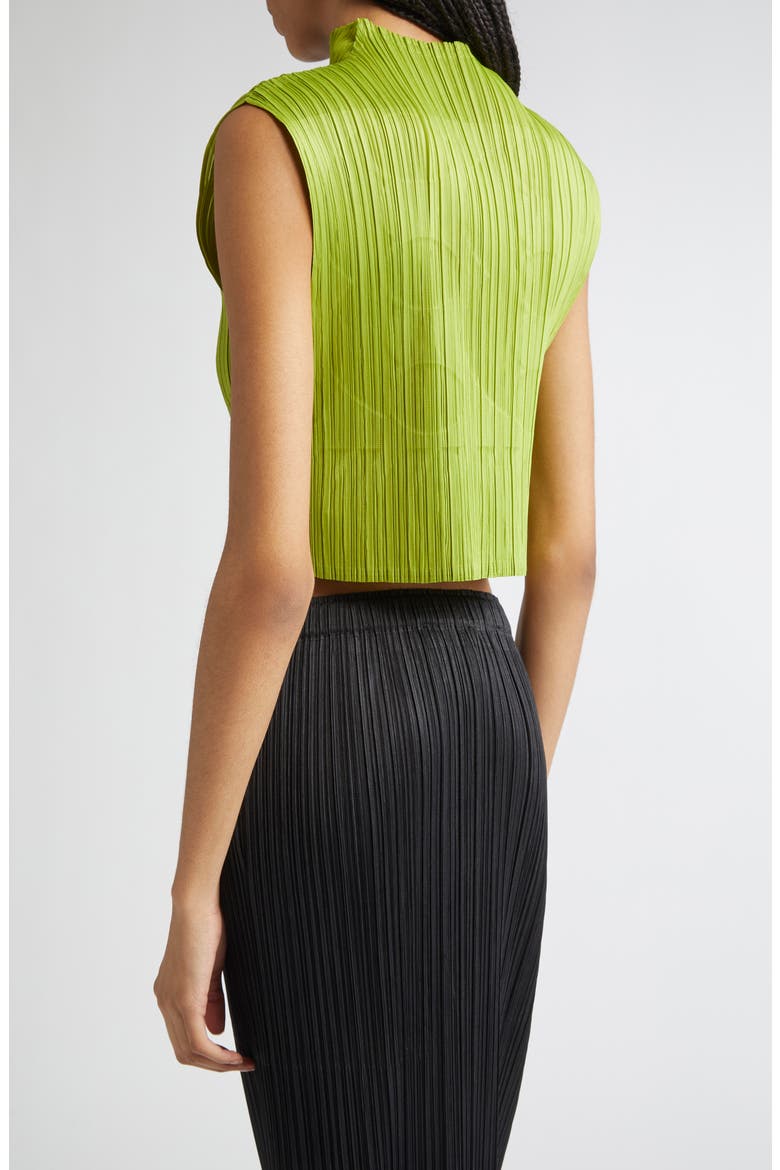 Tune Pleated Crop Top, Alternate, color, YELLOW GREEN