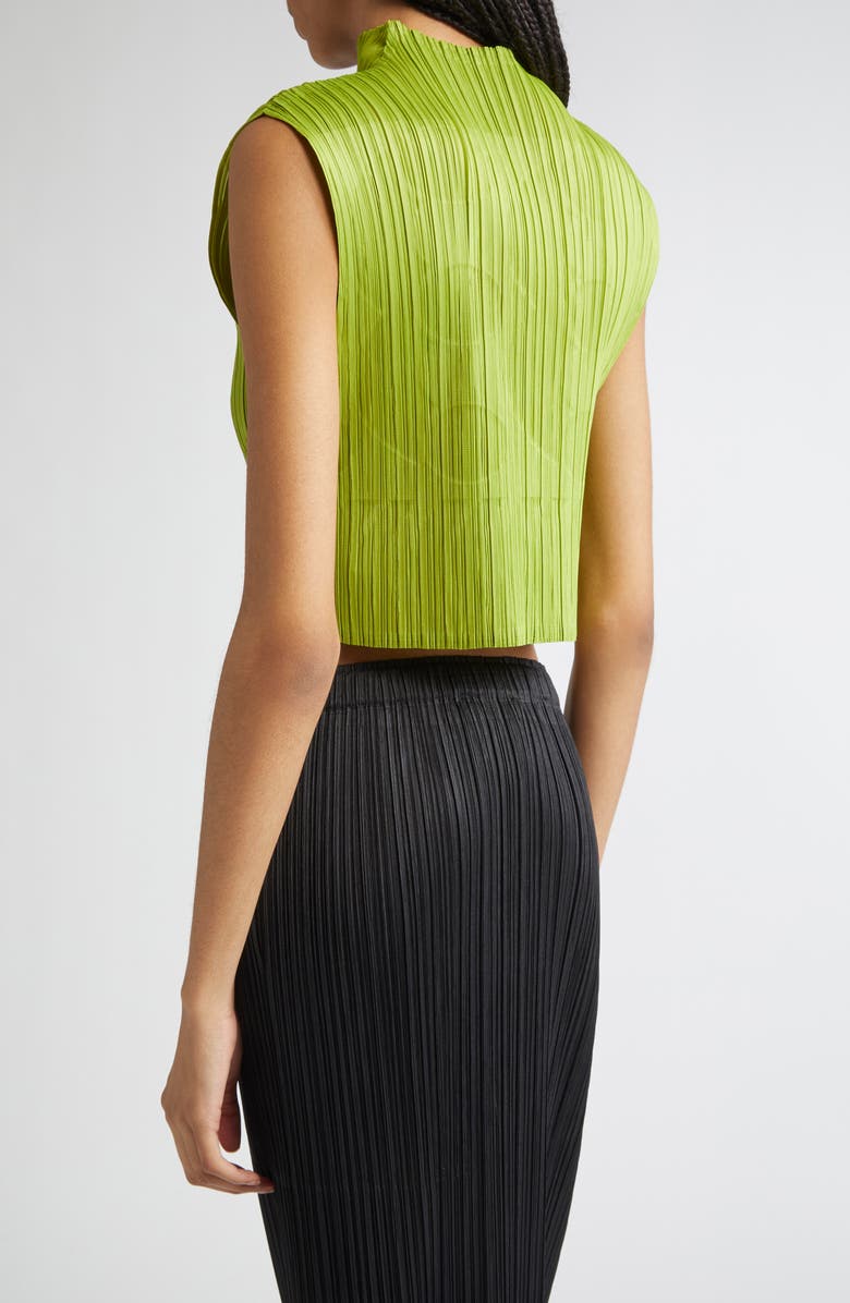 Pleats Please Issey Miyake Tune Pleated Crop Top, Alternate, color, Yellow Green