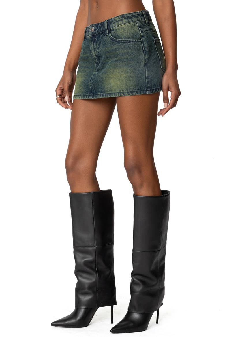 Riviere Low Rise Denim Miniskirt, Alternate, color, GREEN-WASHED