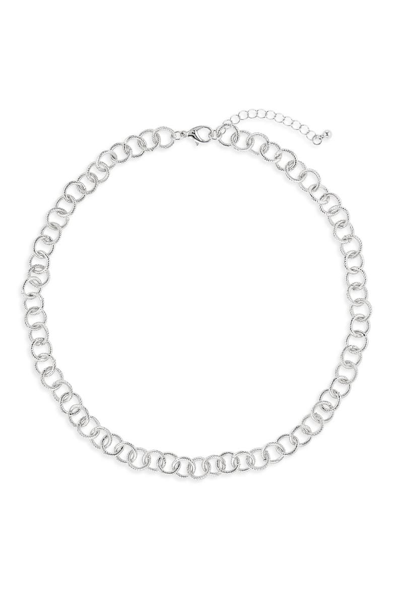Slinky Rolo Collar Necklace, Main, color, SILVER