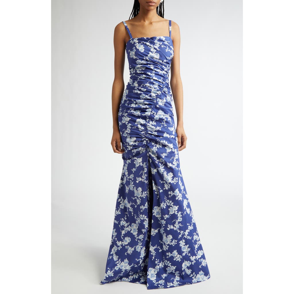 Carolina Herrera Floral-print Stretch Cotton Faille Gown