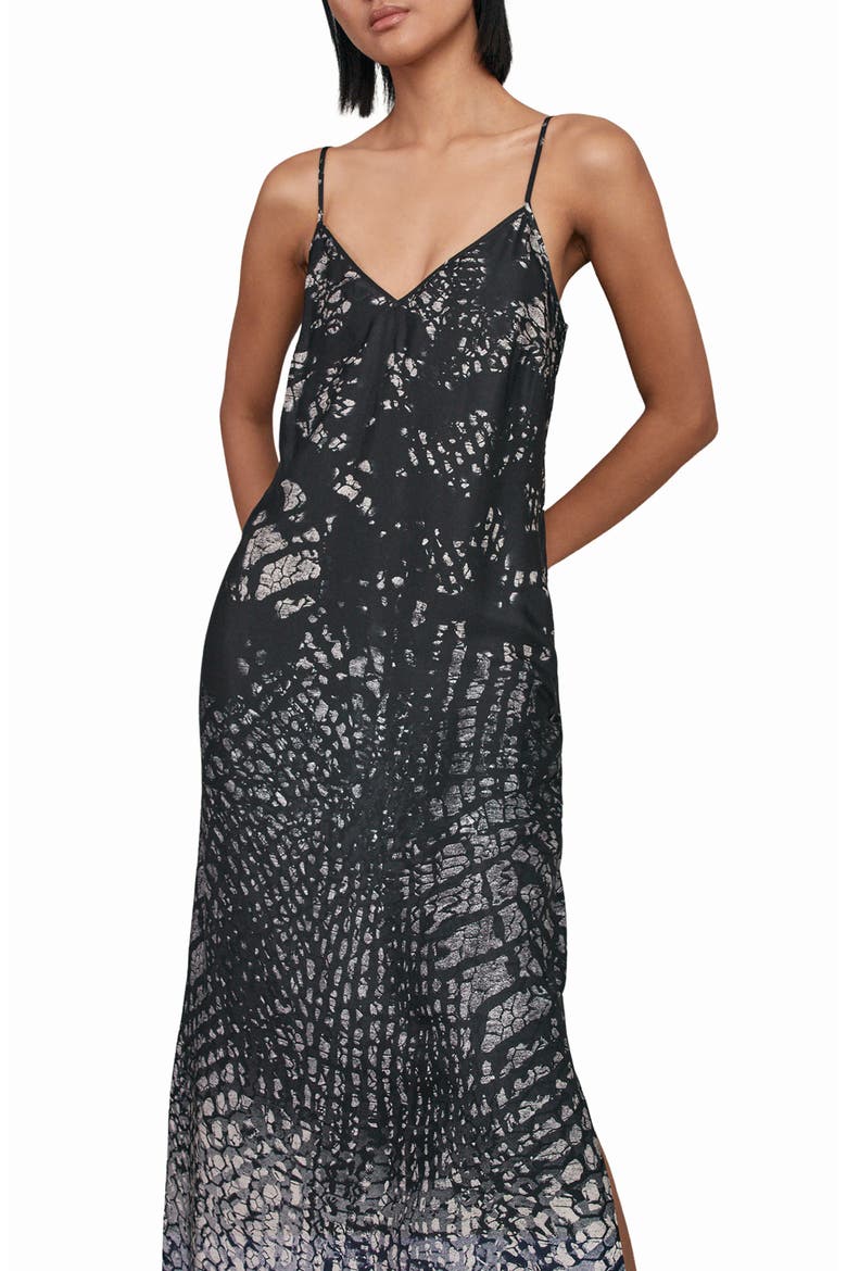 Lornie Print Maxi Slipdress, Alternate, color, NAVY