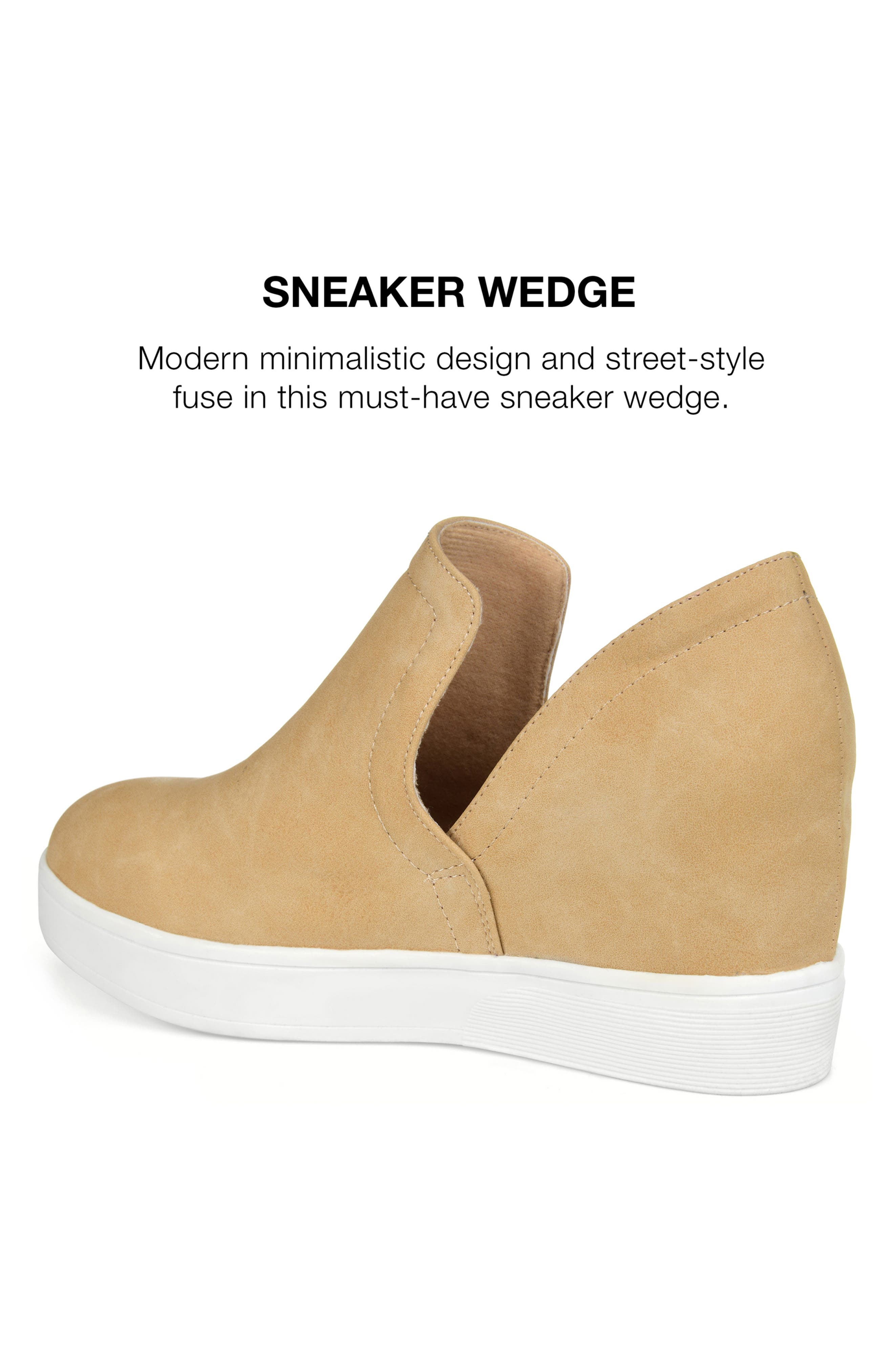 Journee Collection JOURNEE Cardi Wedge Sneaker, Alternate, color, Tan