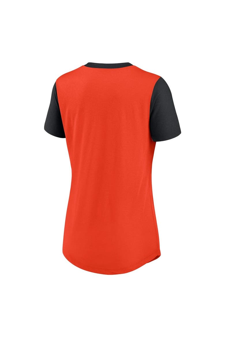 Women's Nike Orange San Francisco Giants Hipster Swoosh Cinched Tri-Blend Performance Fashion T-Shirt, Alternate, color, Orange