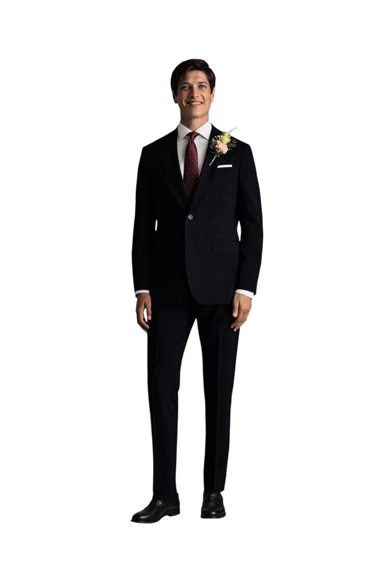 Windowpane Slim Fit Jacket, Alternate, color, Navy