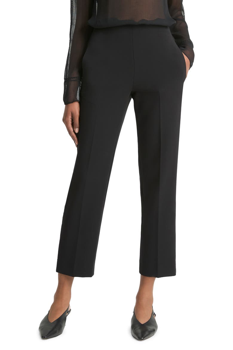 Velvet Side Stripe Crop Pants, Main, color, BLACK