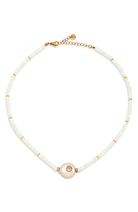 Shell Beaded Pearl Pendant Necklace