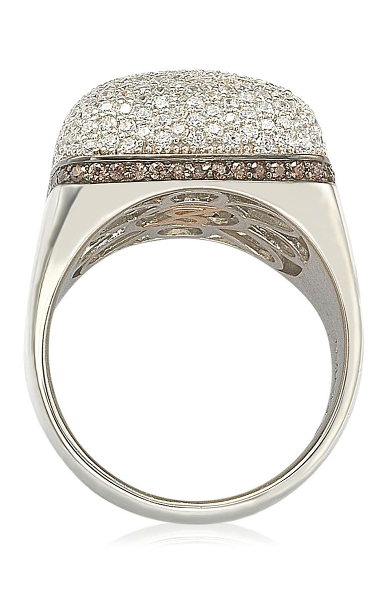 SUZY LEVIAN Sterling Silver White CZ Golden Square Ring, Alternate, color, Brown