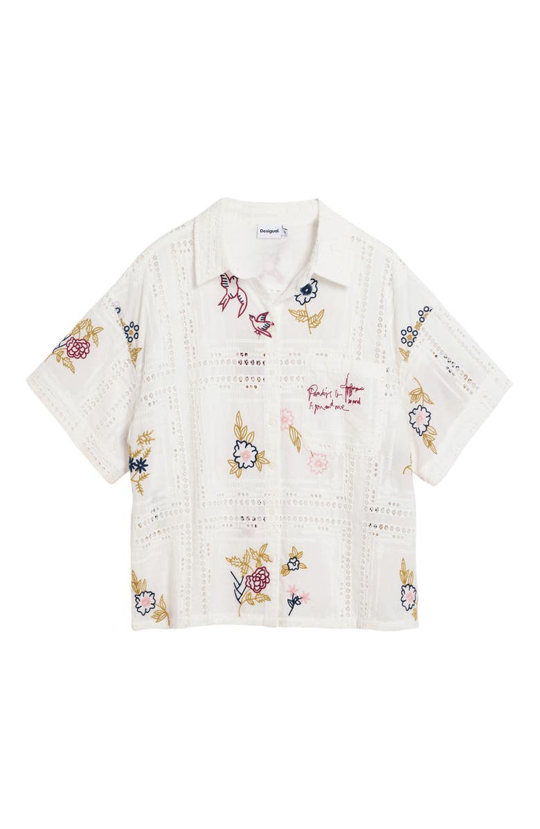 Desigual Embroidered Woven Shirt, Alternate, color, White