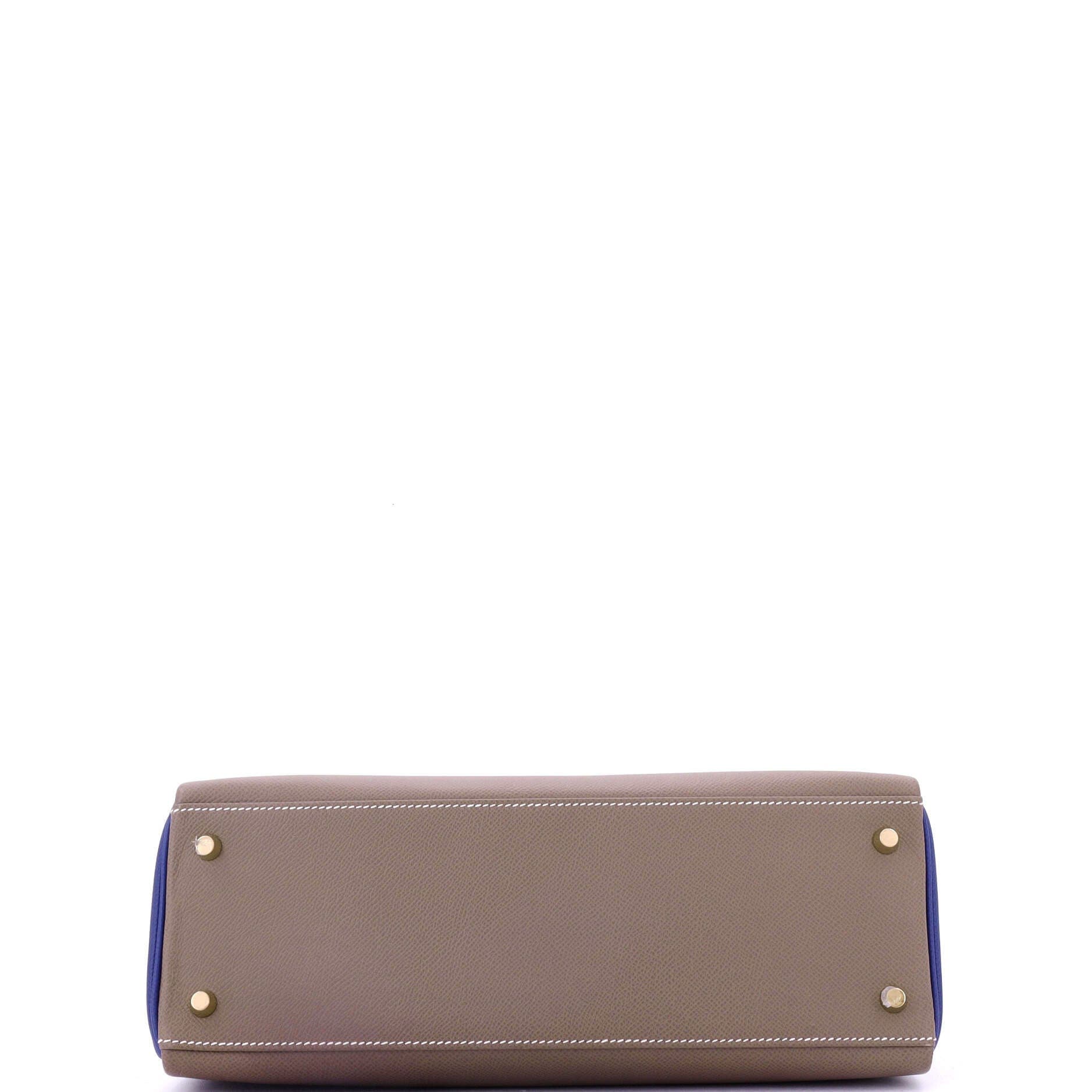 Pre-Owned Hermes Kelly Handbag Bicolor Epsom with Gold Hardware 32, Alternate, color, Etoupe/Bleu Electrique
