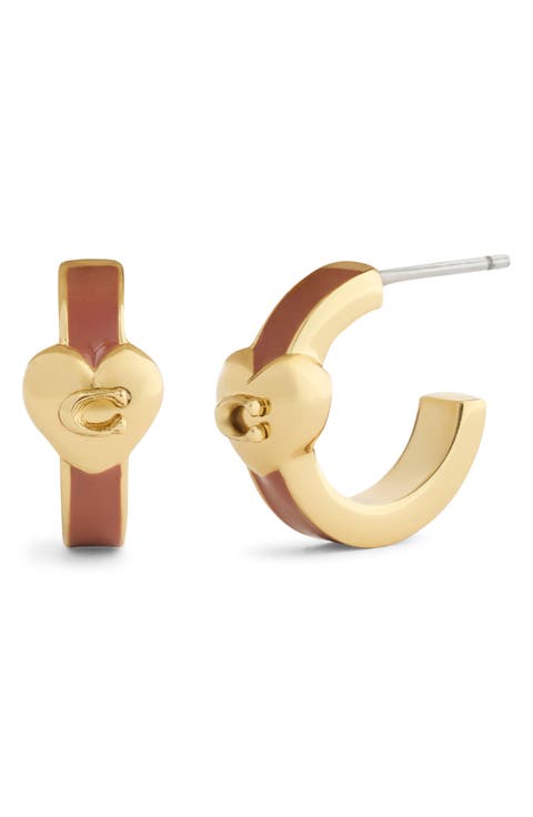 Heart Enamel Huggie Hoop Earrings