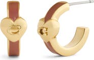 COACH Heart Enamel Huggie Hoop Earrings