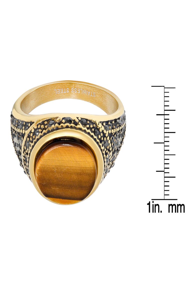 Men's 18k Gold Plated Tiger's Eye Signet Ring, Alternate, color, 18K GOLD/ TIGERS EYE