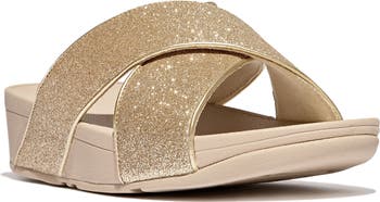 FitFlop Lulu Glitterdust Platform Wedge Slide Sandal (Women FitFlop Lulu Glitterdust Platform Wedge Slide Sandal (Women