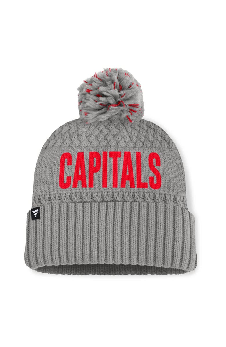 FANATICS Women's Fanatics  Gray Washington Capitals Heritage Tilly Cuffed Knit Hat with Pom, Alternate, color, Gray