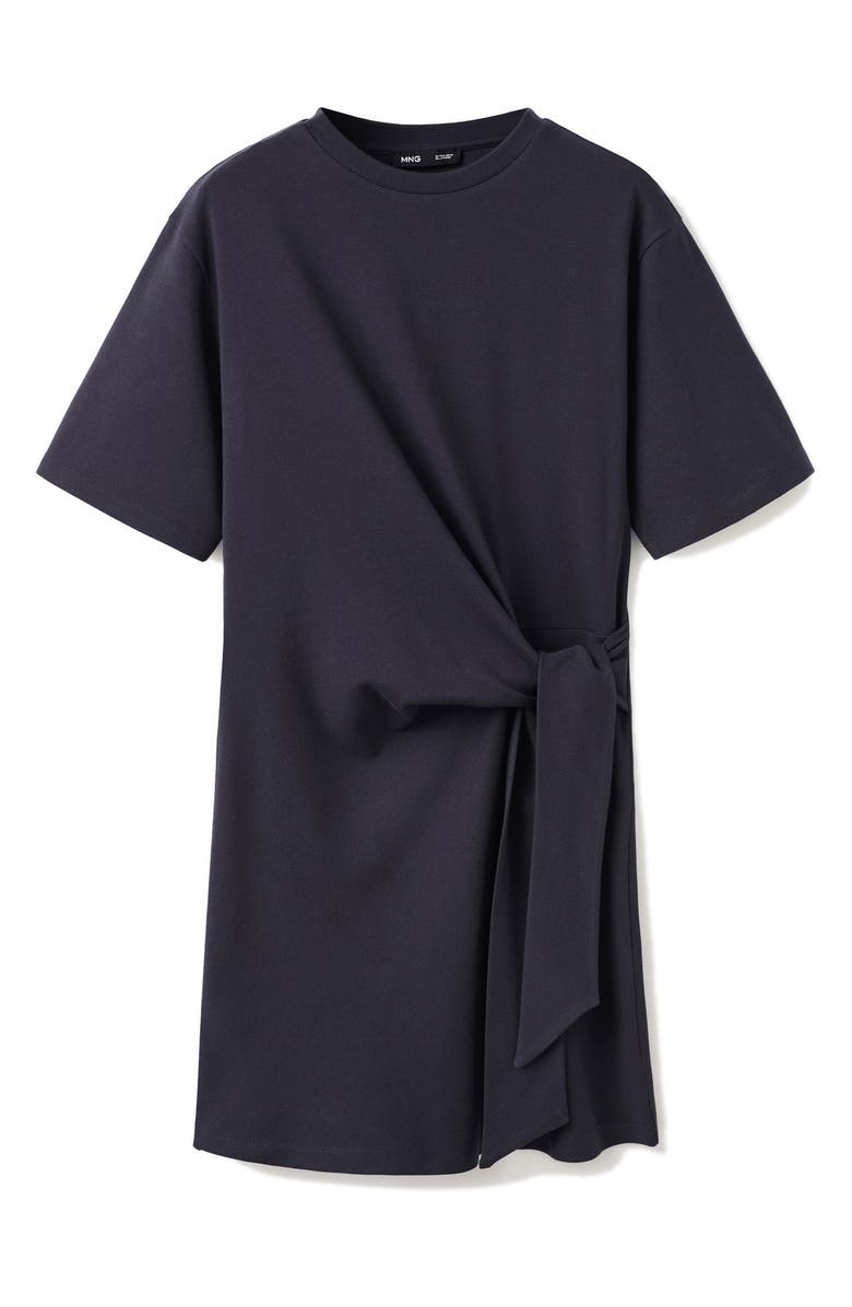 MANGO Side Tie Stretch Cotton T-Shirt Minidress, Alternate, color,