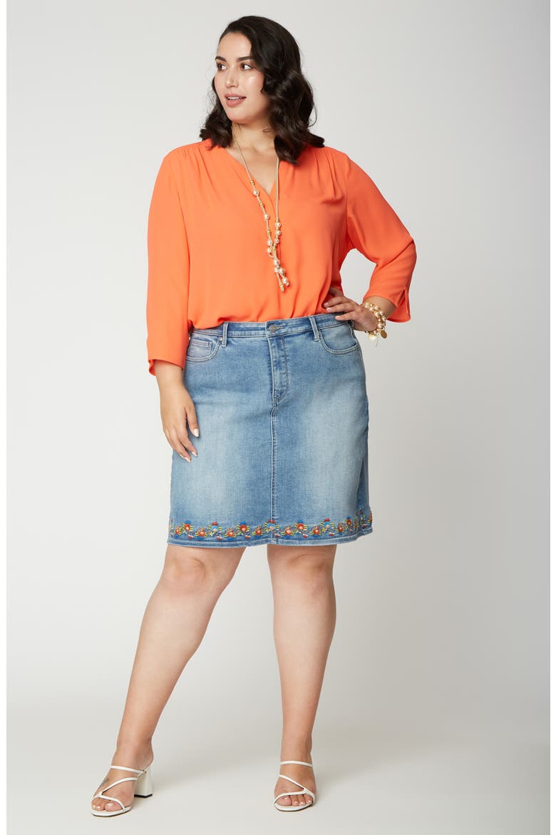 Embroidery Hem Denim Skirt, Alternate, color, CLEAN COHEED _ CLCOH