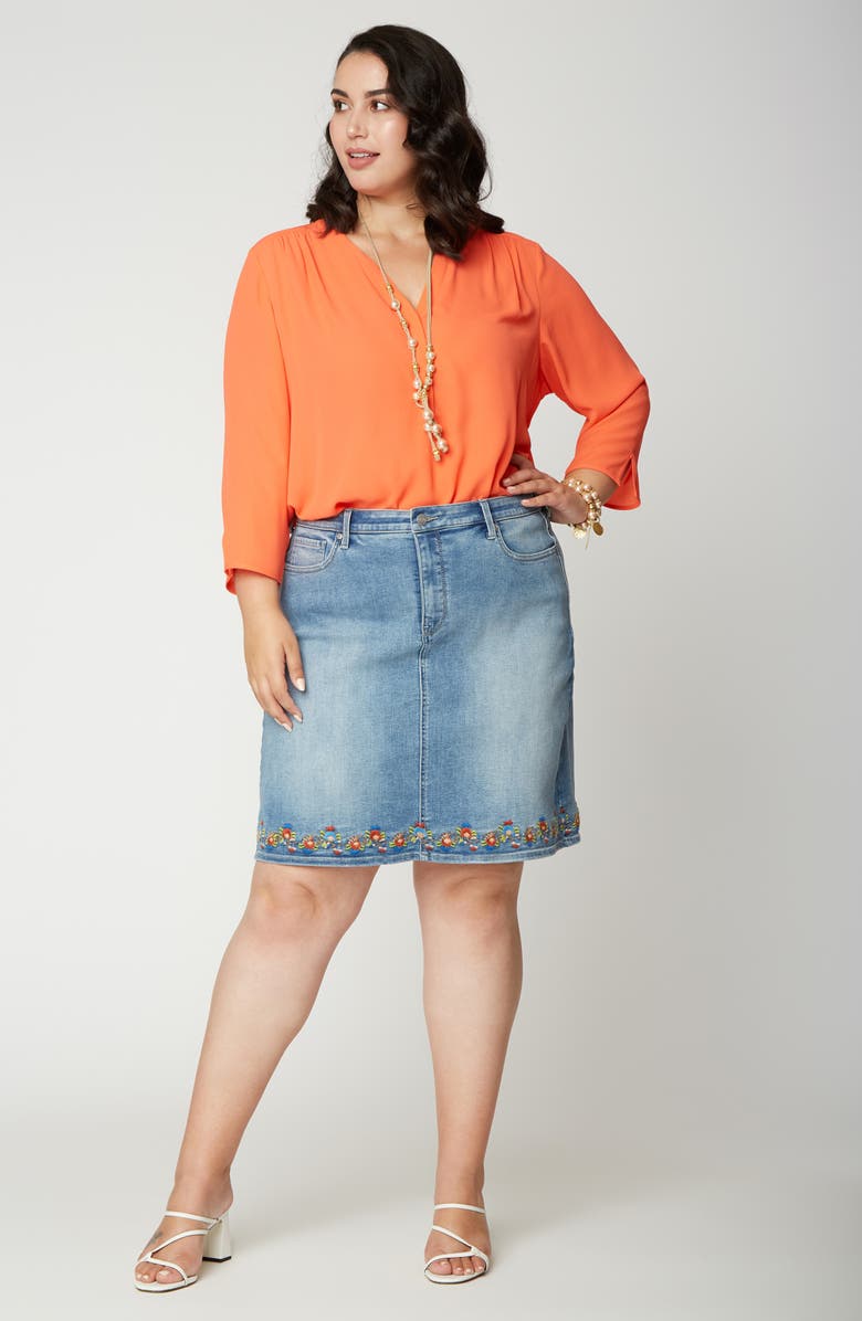 NYDJ Embroidery Hem Denim Skirt, Alternate, color,