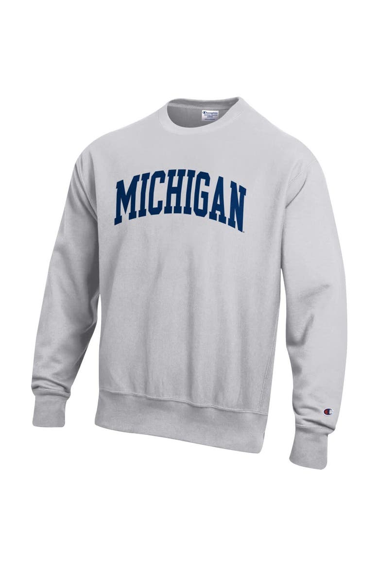 Men's Champion Gray Michigan Wolverines Reverse Weave Fleece Sweatshirt, Alternate, color, Gray