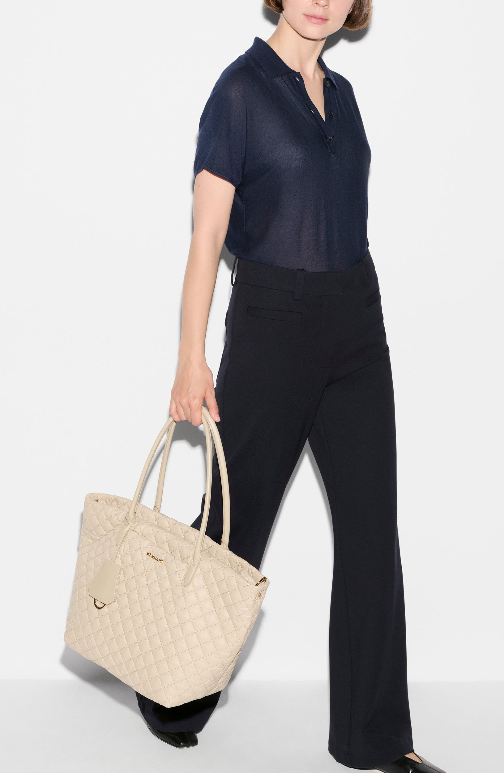 Medium Daily Quilted Nylon Tote, Alternate, color, SAND