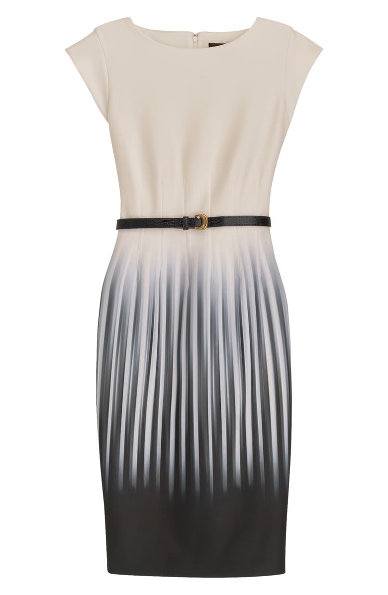 Donna Karan New York Gradient Stripe Belted Sheath Dress, Alternate, color, Black Cream