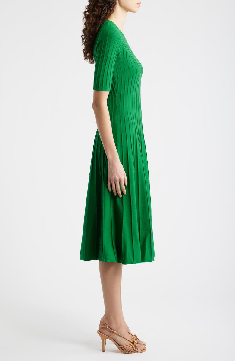 Elie Tahari The Wanda Fit & Flare Sweater Dress, Alternate, color, Green Lark