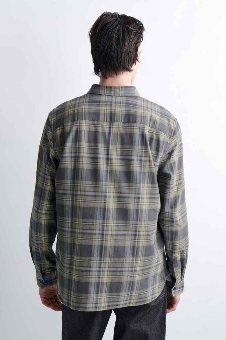 Checked Cotton-Twill Shirt, Alternate, color, GRAY / BROWN / CHECKED