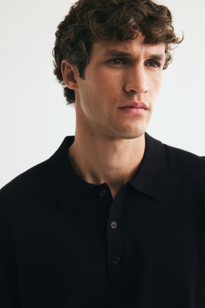 Regular-fit Knit Polo Shirt, Alternate, color, Black