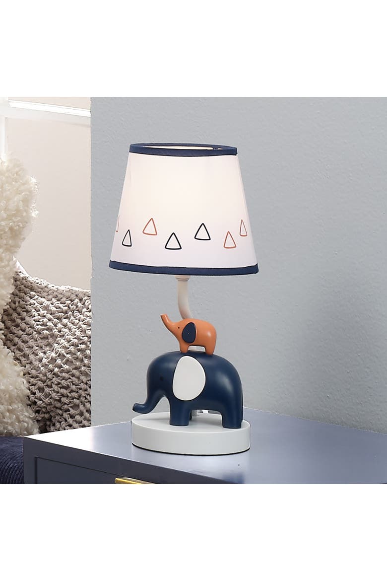Playful Elephant Nursery Lamp with Shade and Light Bulb, Alternate, color, Blue