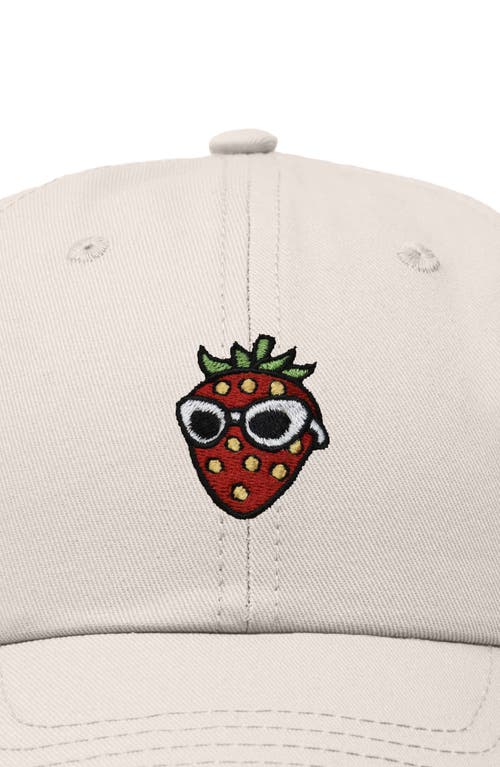 Dalix Strawberry Embroidered Casual Cap In Beige