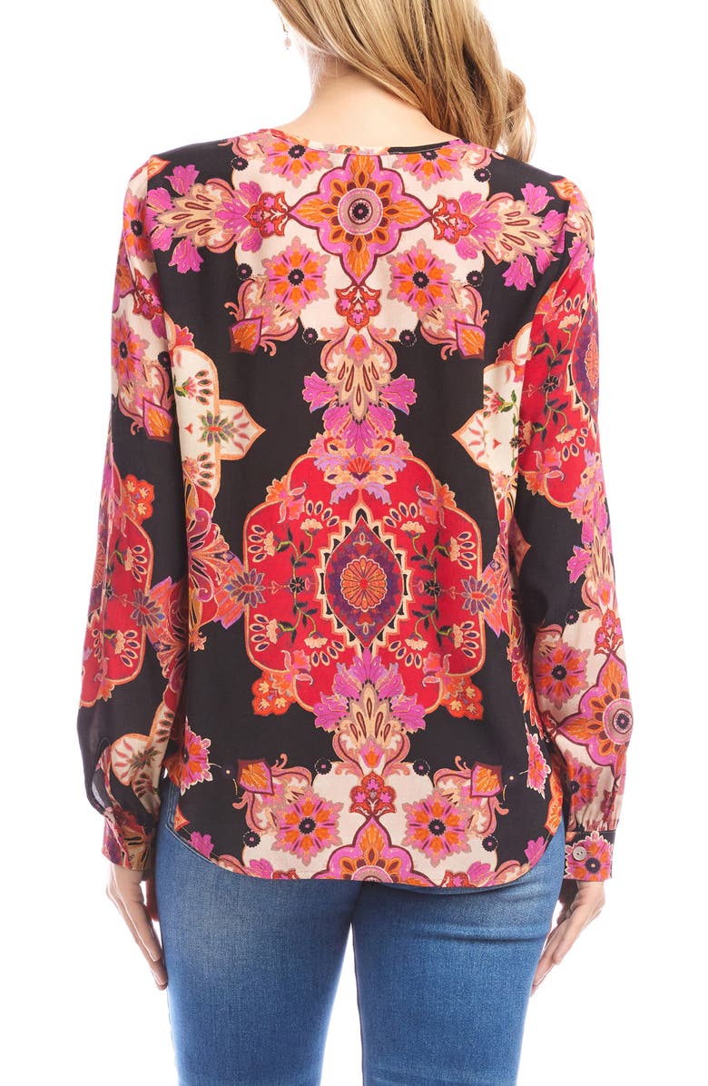 Karen Kane Medallion Floral Crepe Top, Alternate, color, Pink Print