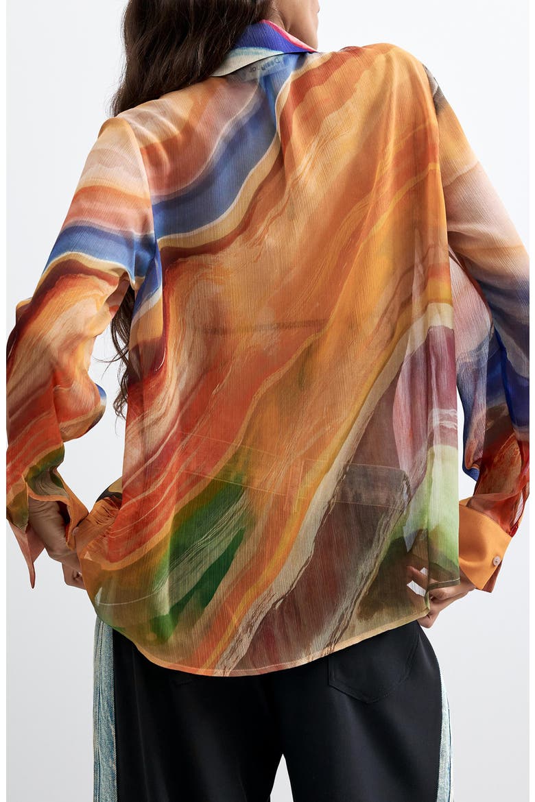 Long Sleeve Abstract Button-Up Shirt, Alternate, color, MULTI