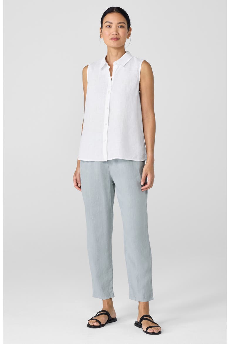Classic Sleeveless Organic Linen Button-Up Shirt, Alternate, color, WHITE